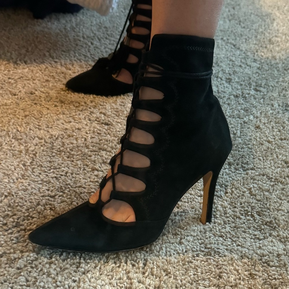 Harp lace up booties